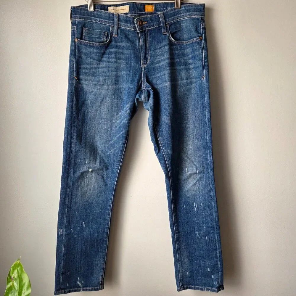 EUC PILCRO ANTHROPOLOGIE FIT / HYPHEN STRAIGHT LEG JEANS SIZE 27 MID RISE
